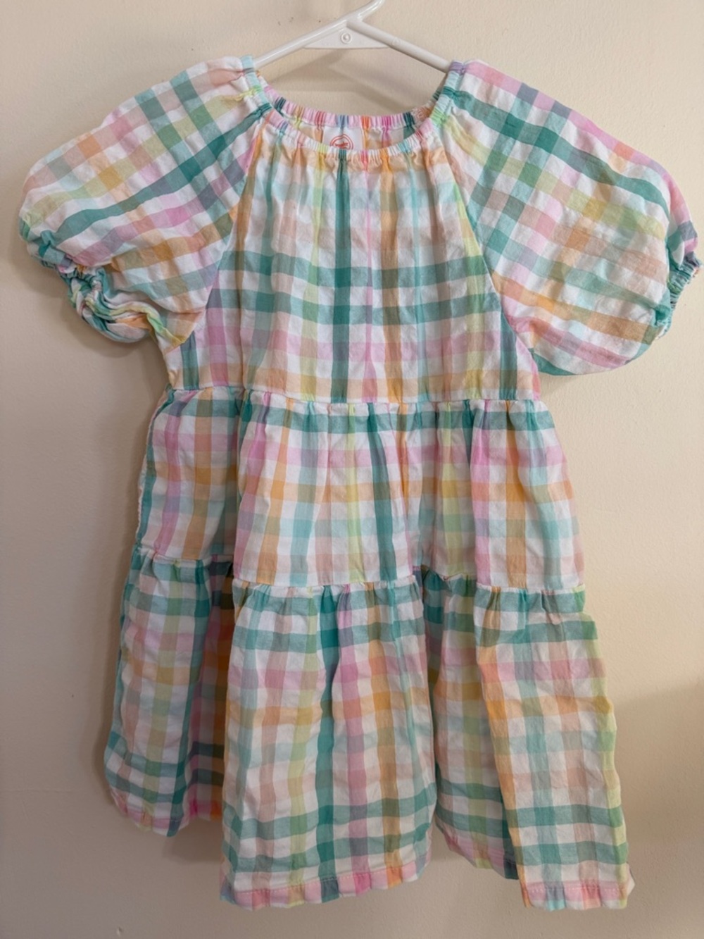 wonder nation Pastel Multicolor Plaid Tiered Dress